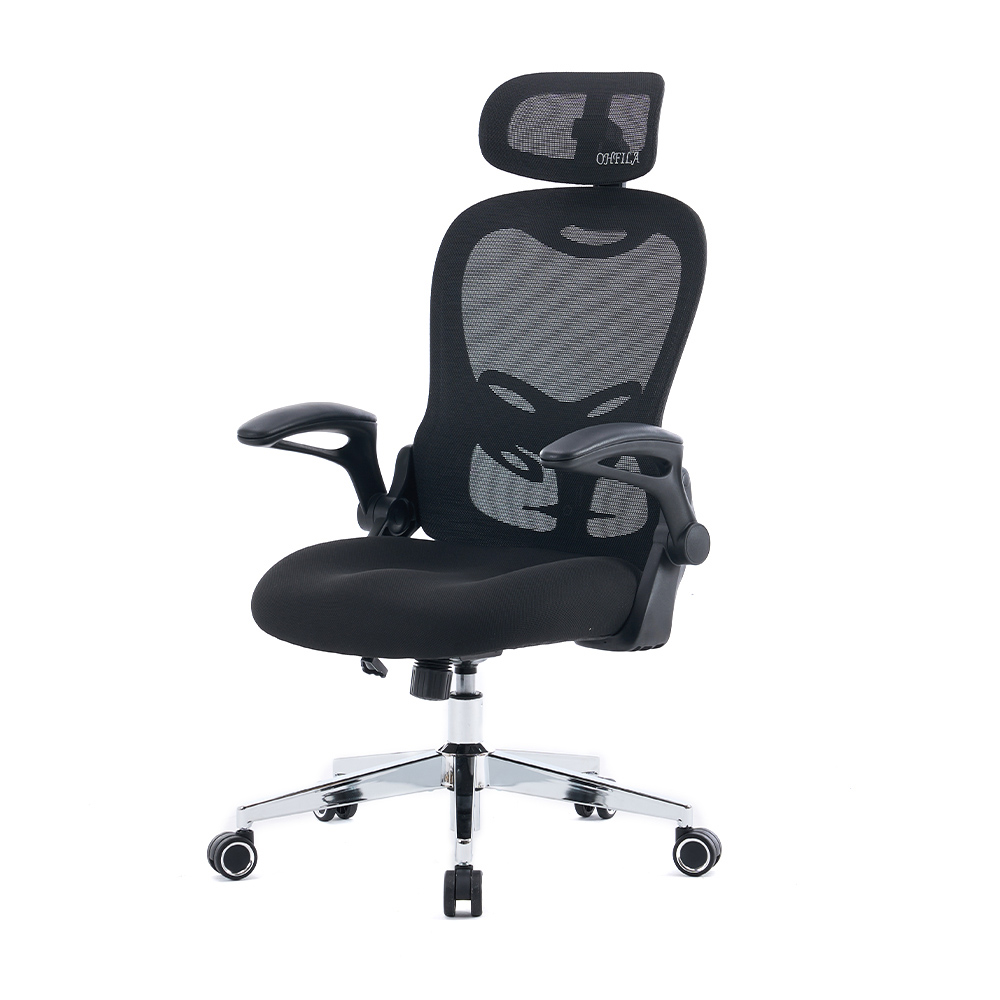5140 Sedia da ufficio ergonomica in rete nera/bianca, sedia da computer con schienale alto