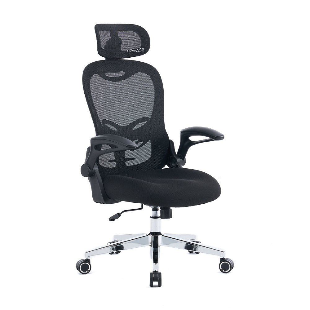 5140 Sedia da ufficio ergonomica in rete nera/bianca, sedia da computer con schienale alto
